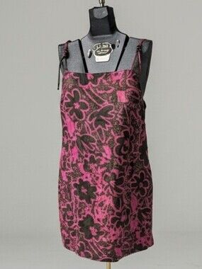 NWOT Back Beat Co. 100% Linen Apron Mini Dress SS21 Orchid Charcoal XL MSRP $150